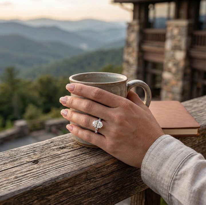 Oval Lab-Grown Diamond Ring | 14K White Gold | Engagement Ring | 3.33 ct Center | 4.07 ctw | VS1 F | Marquise & Round Accents - Brownee Jewelers