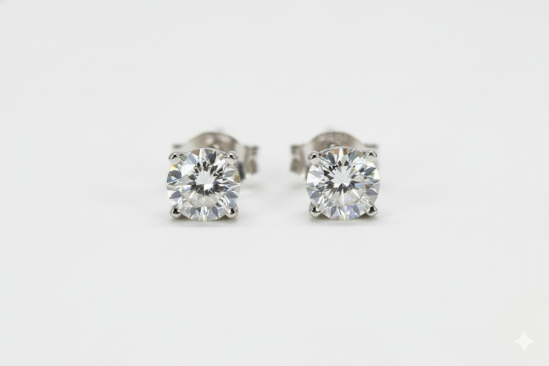 14K White Gold 2.00ct Lab-Grown Diamond Stud Earrings (4-Prong)