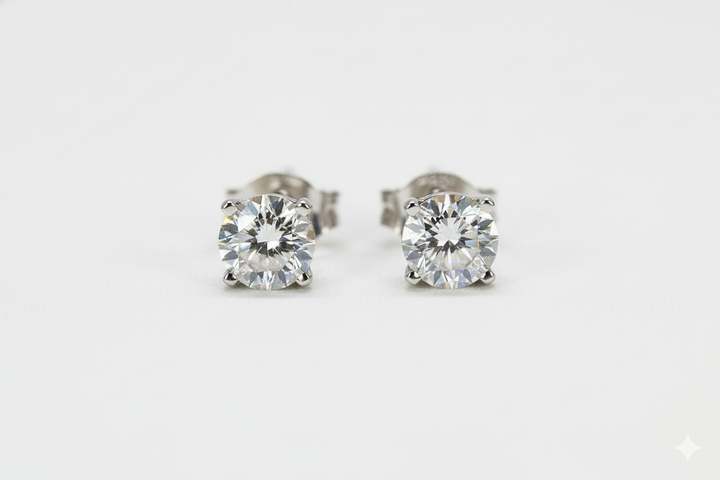 14K White Gold 2.00ct Lab-Grown Diamond Stud Earrings (4-Prong)