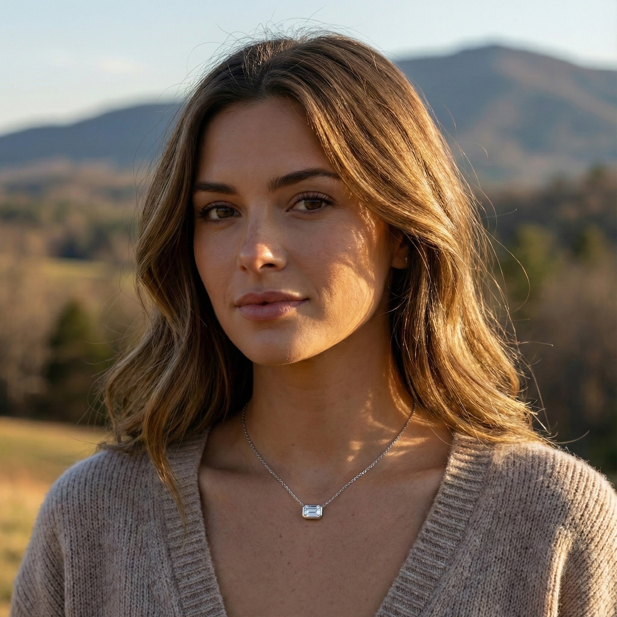 Emerald-Cut CZ Choker Pendant | Sterling Silver - Brownee Jewelers