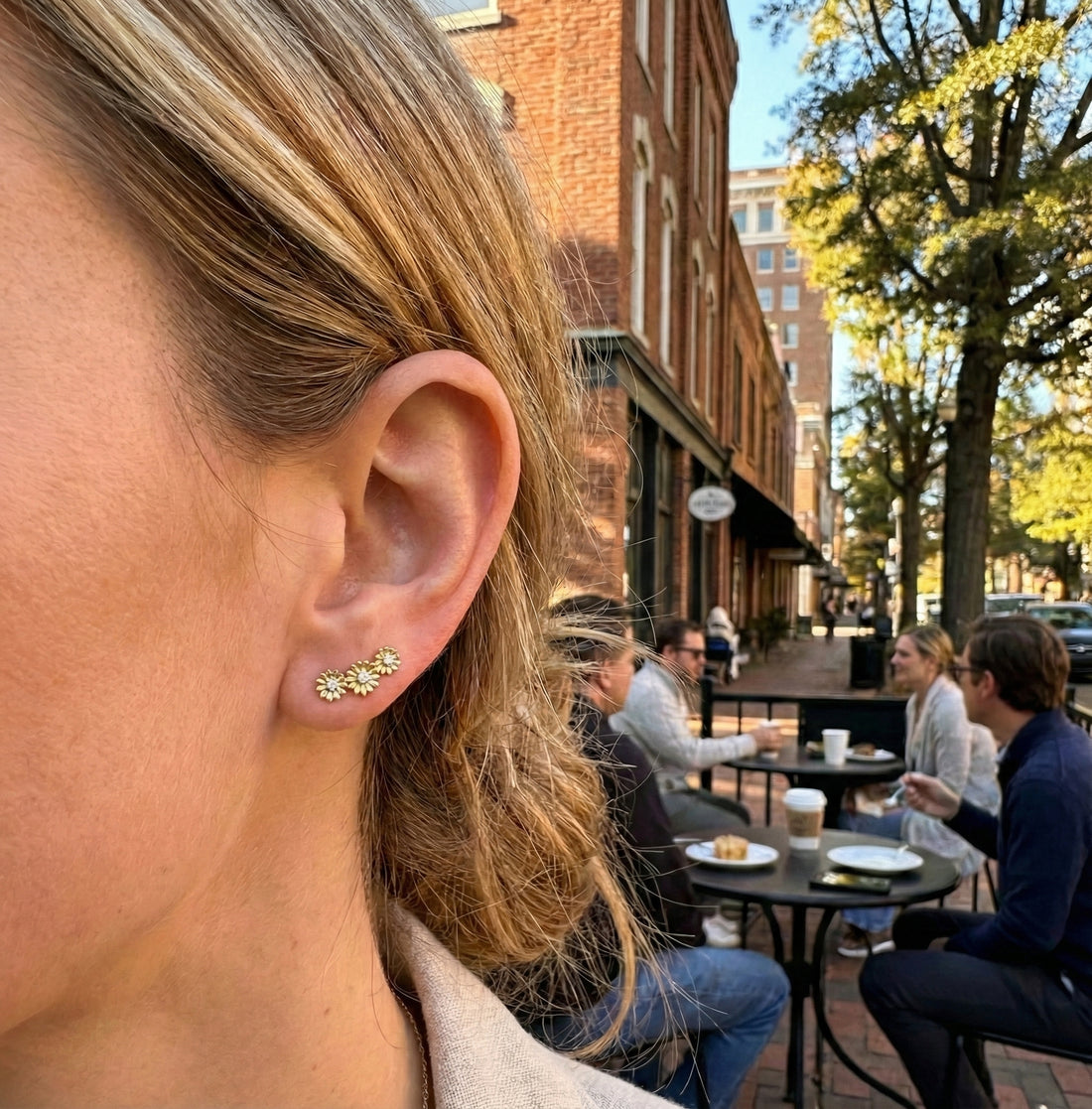 Diamond Flower Stud Earrings | 14K Yellow Gold | 0.09 ctw | Stud Earrings - Brownee Jewelers