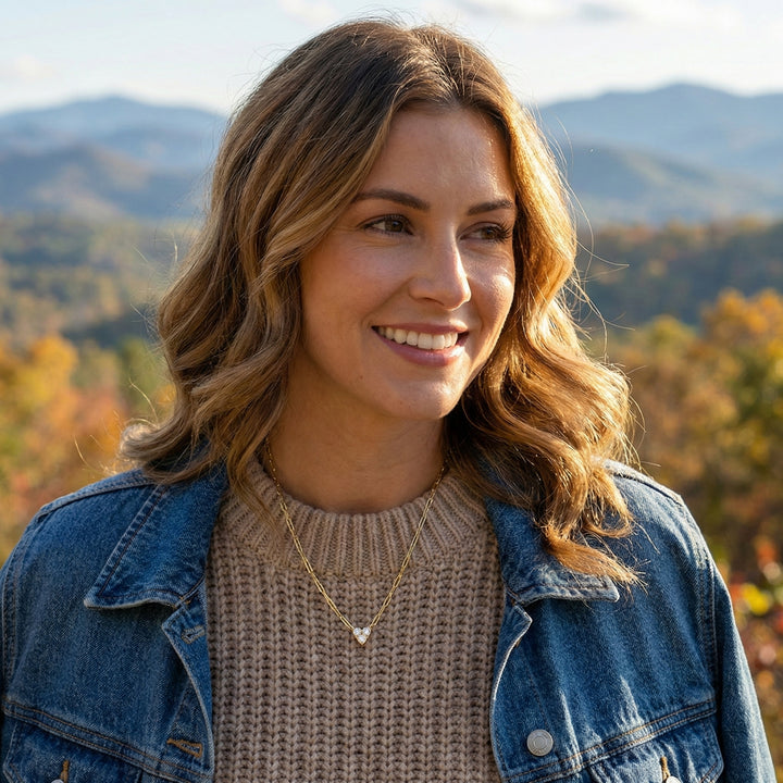 Diamond Heart Paperclip Link Necklace | 14K Yellow Gold | 0.41 ctw | Modern Heart Pendant Necklace - Brownee Jewelers