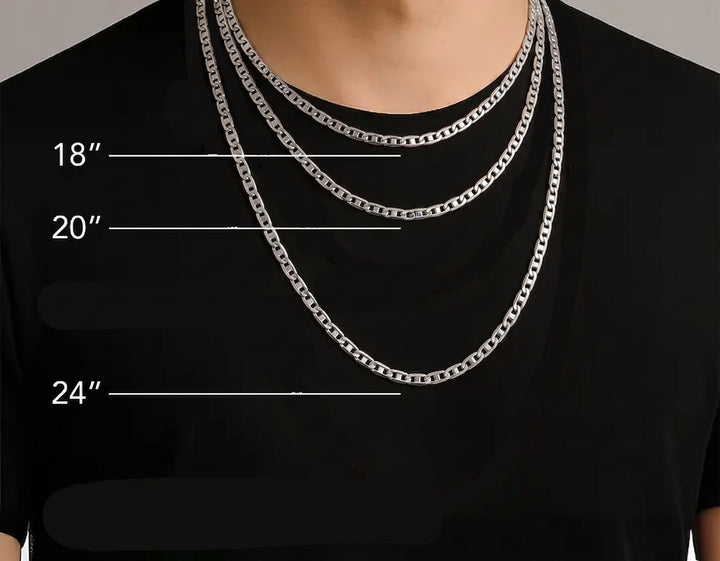 Valentino Link Necklace | Sterling Silver | Rhodium-Plated 4.4mm Chain Necklace | 24 Inch Length | Valentino Link Design - Brownee Jewelers
