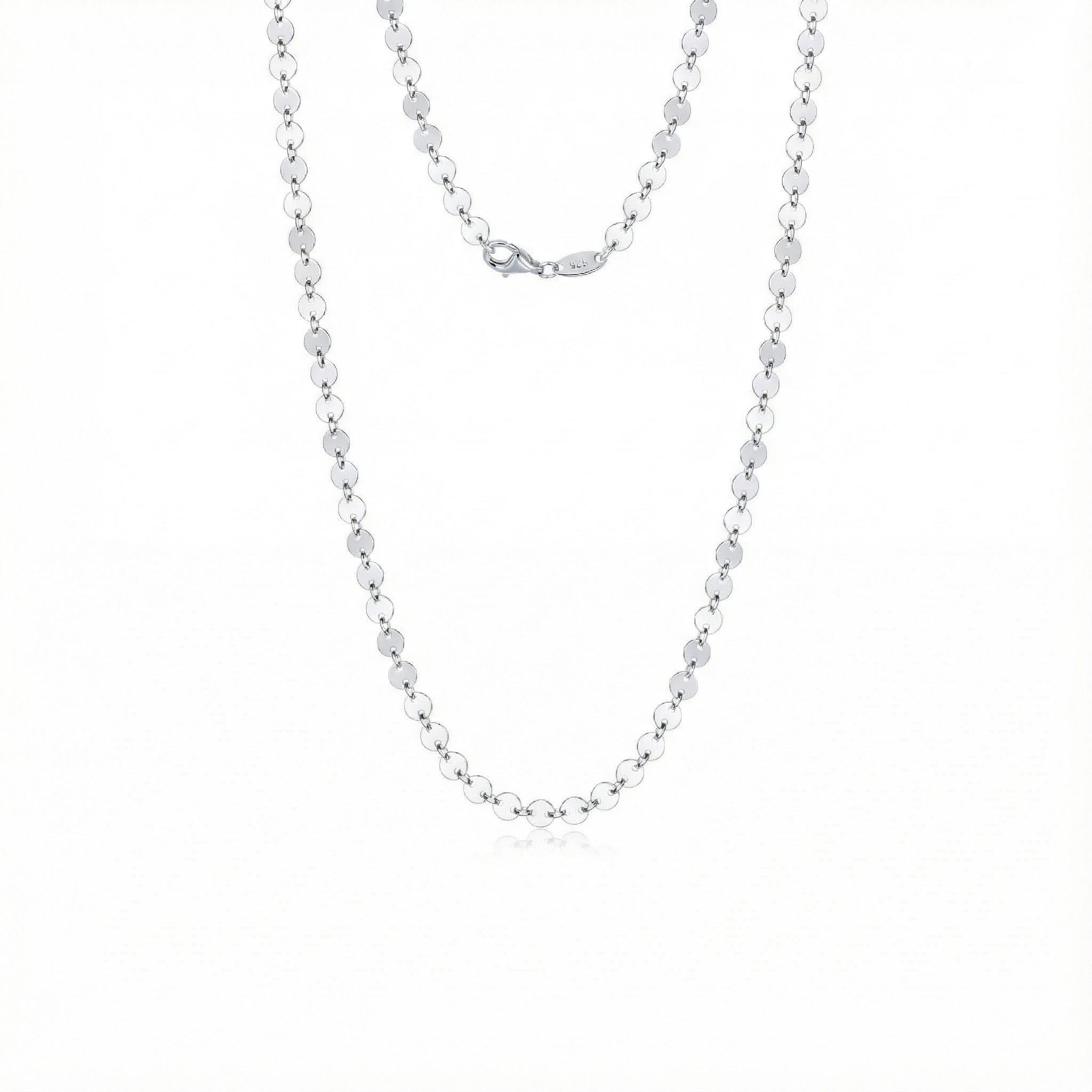 Lola Disc Chain – Sterling Silver Bonded with Platinum (18")
