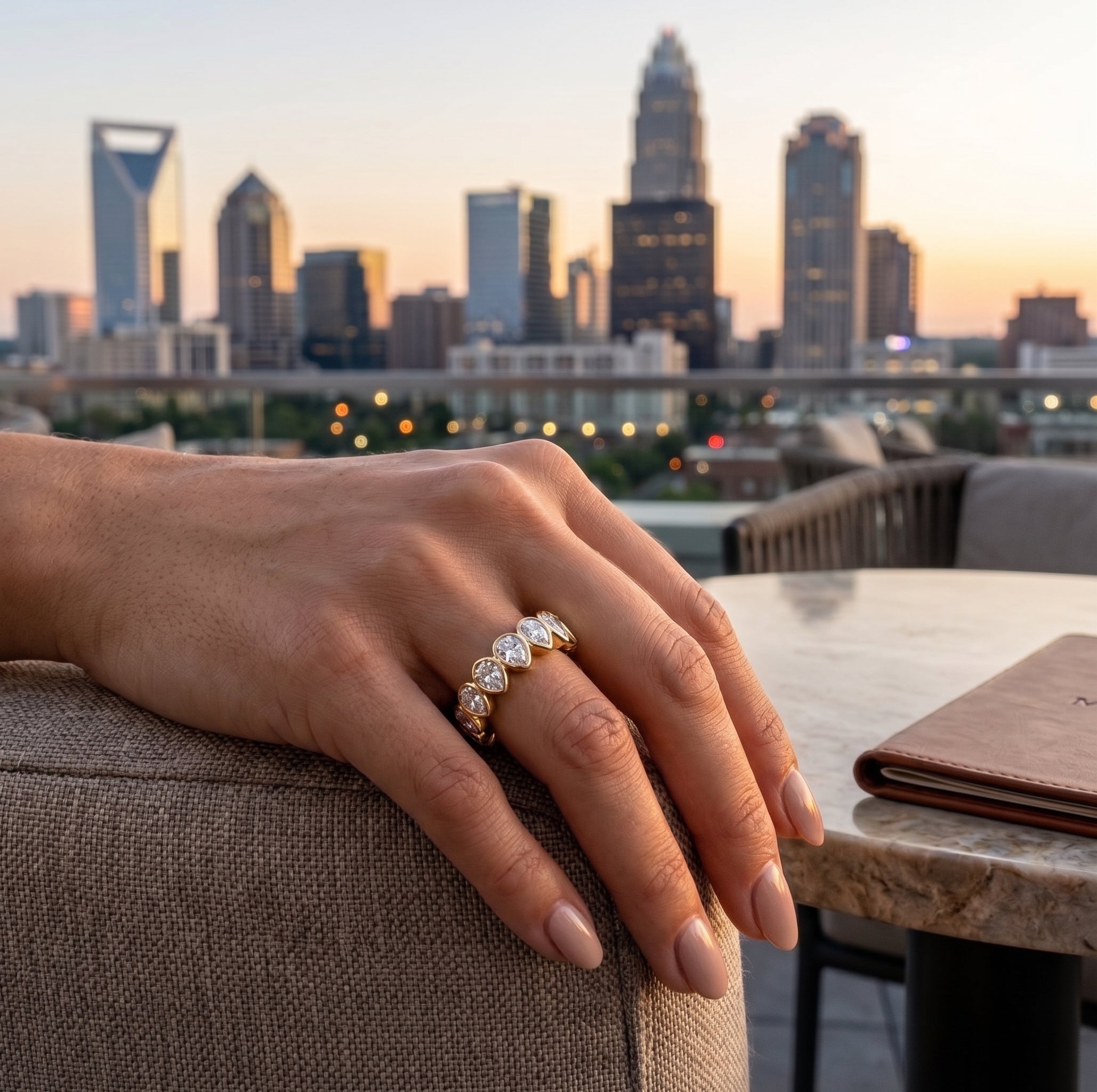 Pear Lab-Grown Diamond Band | 14K Yellow Gold | 1.91 CTW Bezel Set | Eternity Style - Brownee Jewelers