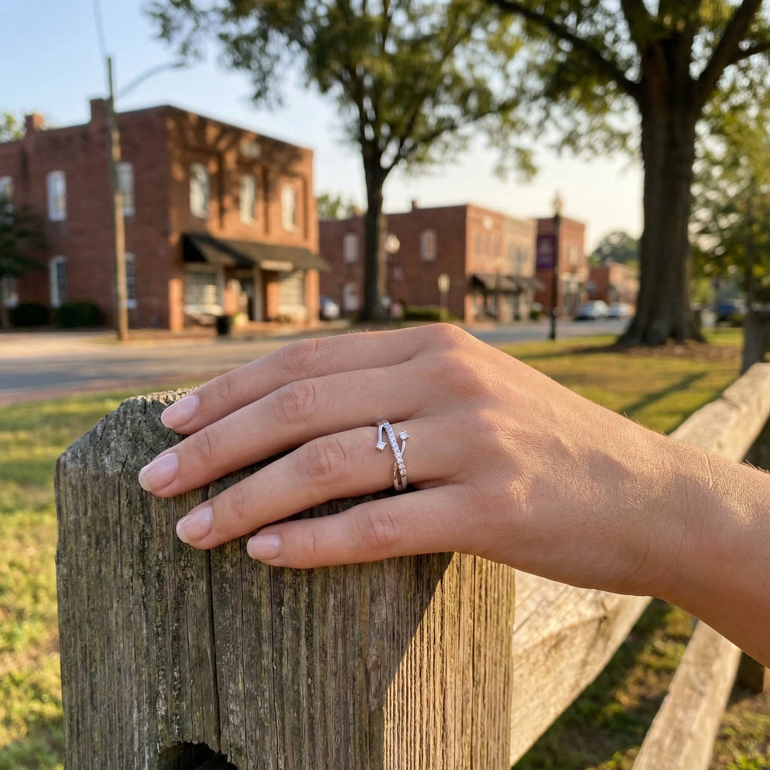 Freeform Diamond Ring | 10K White Gold | Round Diamond Fashion Ring - Brownee Jewelers