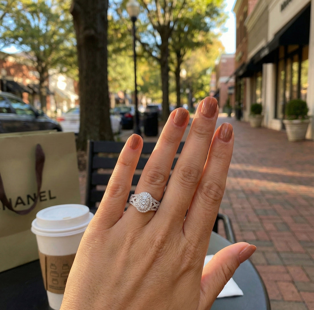 Diamond Cluster Halo Ring | 10K White Gold | 0.96 ctw | Fashion Ring - Brownee Jewelers