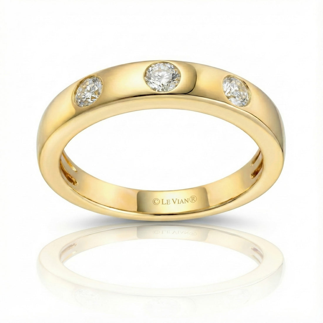 Le Vian® 14K Honey Gold™ Nude Diamond™ Band (1/3ctw) Modern, sleek, and effortlessly luxurious—this Le Vian® band showcases 1/3 cts. of Nude Diamonds™ bezel-style set across a smooth, highly polished 14K Honey Gold™ band