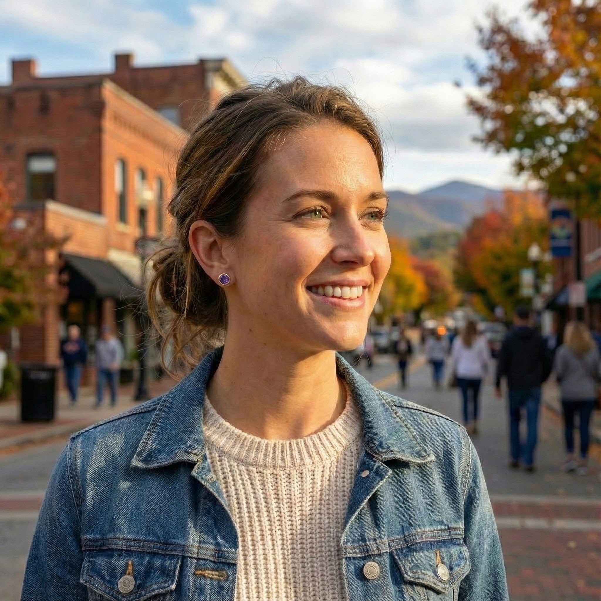 Madison L | Amethyst Stud Earrings | 14K Yellow Gold | Bezel-Set Round Gemstone Studs - Brownee Jewelers