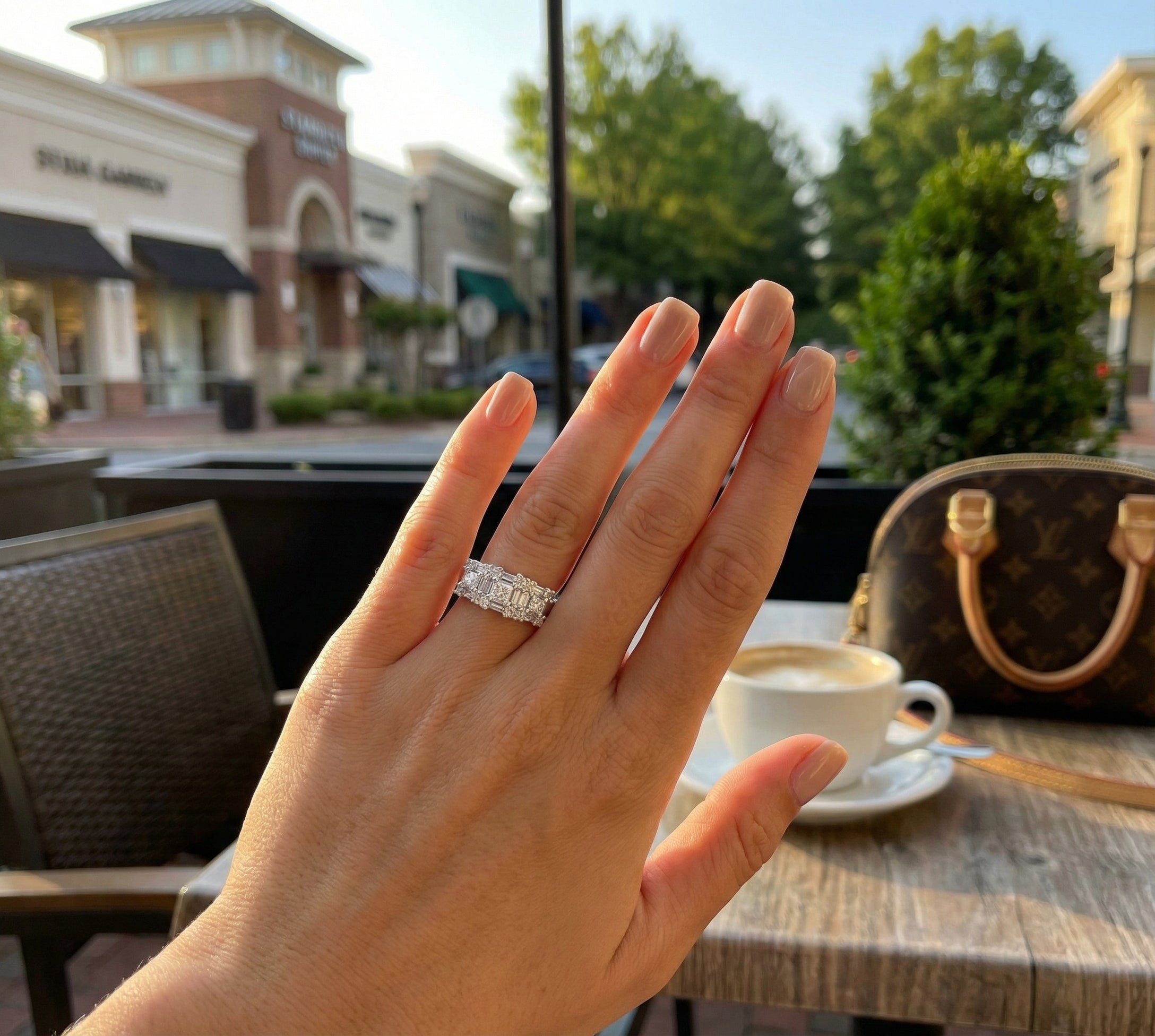 Mixed Shape Diamond Ring | 14K White Gold | Princess, Baguette & Round Diamond Fashion Ring - Brownee Jewelers