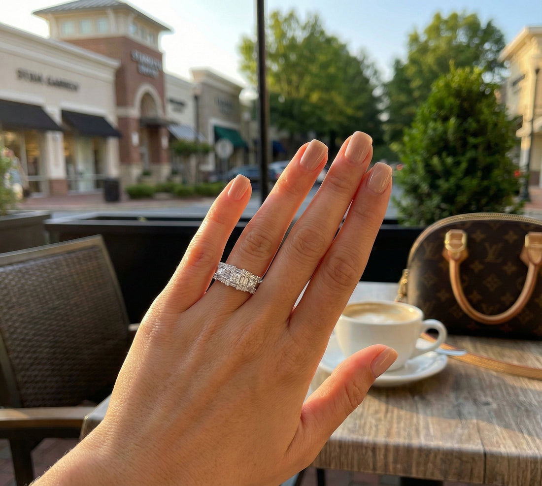 Mixed Shape Diamond Ring | 14K White Gold | Princess, Baguette & Round Diamond Fashion Ring - Brownee Jewelers