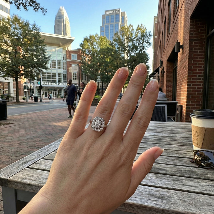 Round Diamond Cluster Halo Ring | 10K White Gold | 0.50 ctw Diamond Fashion Ring - Brownee Jewelers