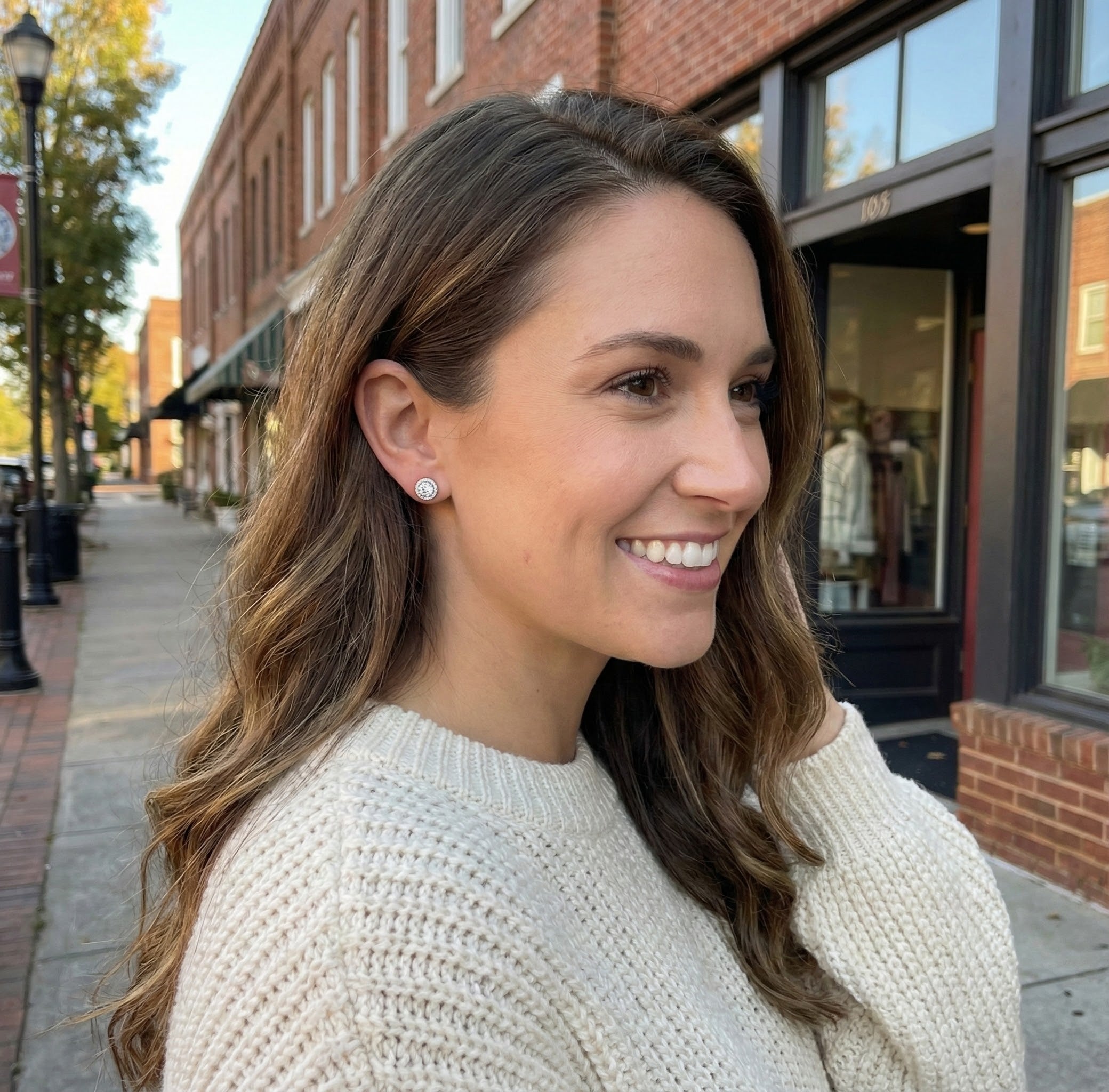 Round CZ Halo Stud Earrings | Sterling Silver - Brownee Jewelers