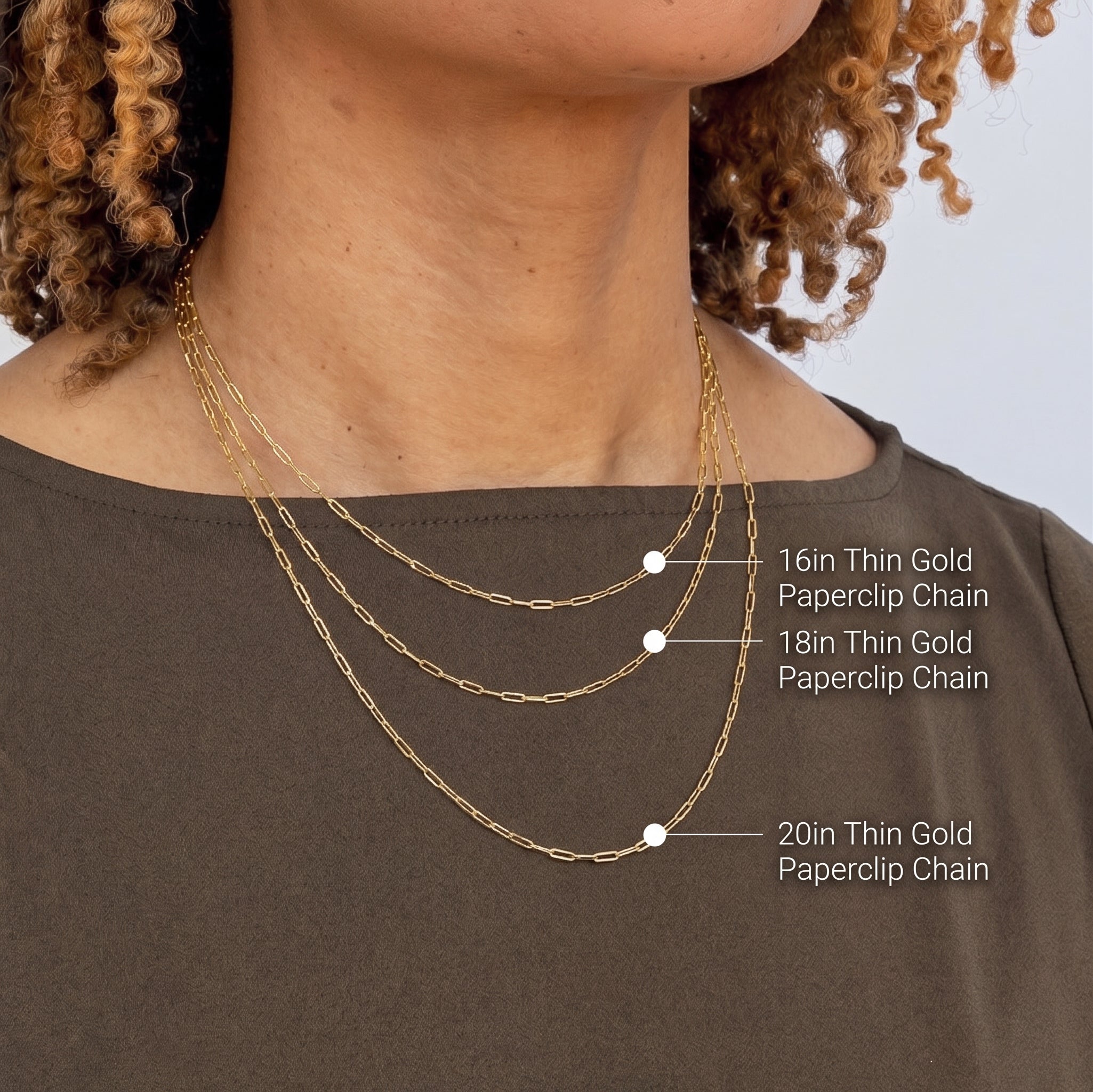 Gold-Filled Paperclip Chain Necklace | Gold-Filled | 2.5mm Paperclip Links | 16 Inch Length | Modern Minimalist Style - Brownee Jewelers