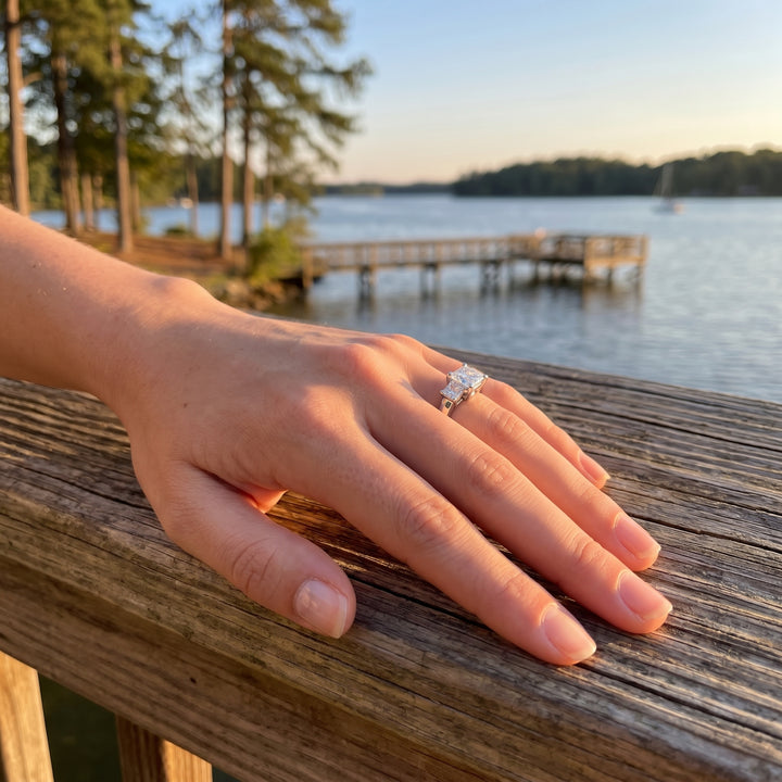Princess Cut Diamond Three-Stone Ring | 14K White Gold | 1.04 CT Center Diamond with Princess Cut Side Diamonds | Classic Three-Stone Design - Brownee Jewelers