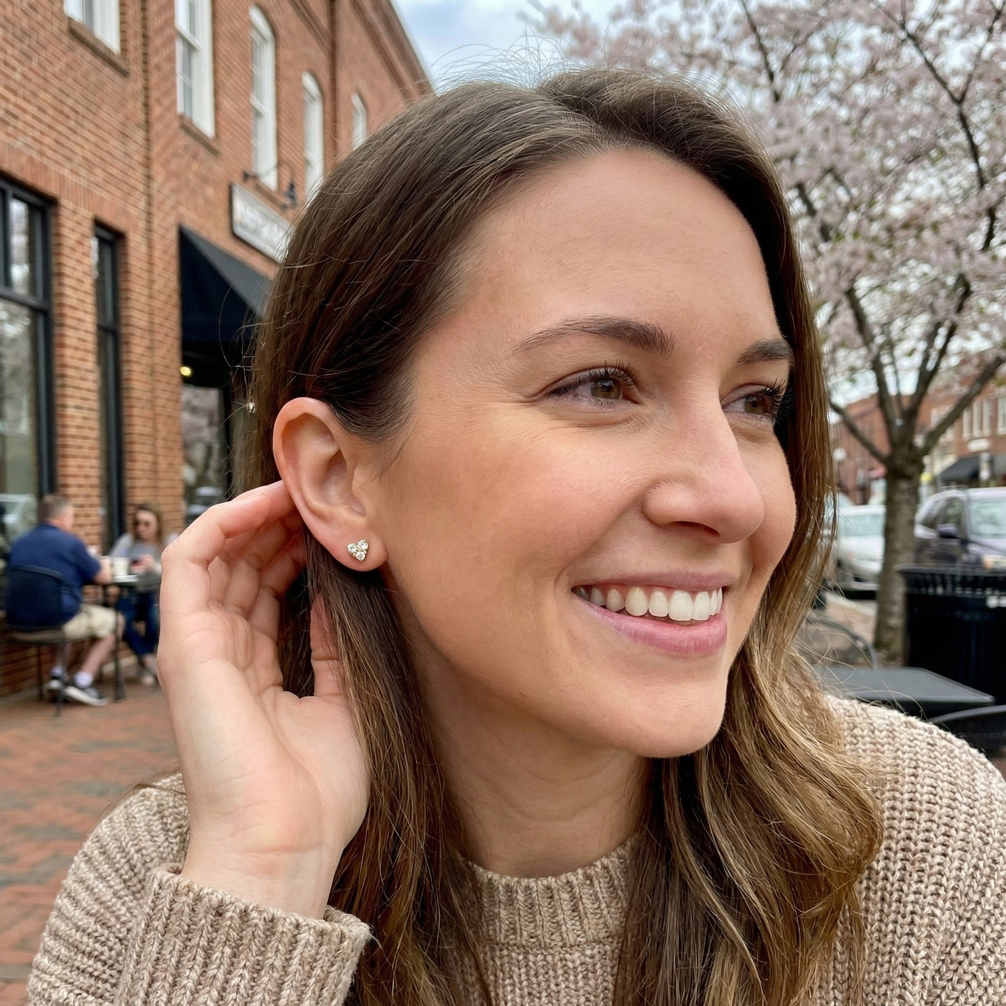 Diamond Heart Stud Earrings | 14K Yellow Gold | Pavé Diamonds | Heart Studs - Brownee Jewelers