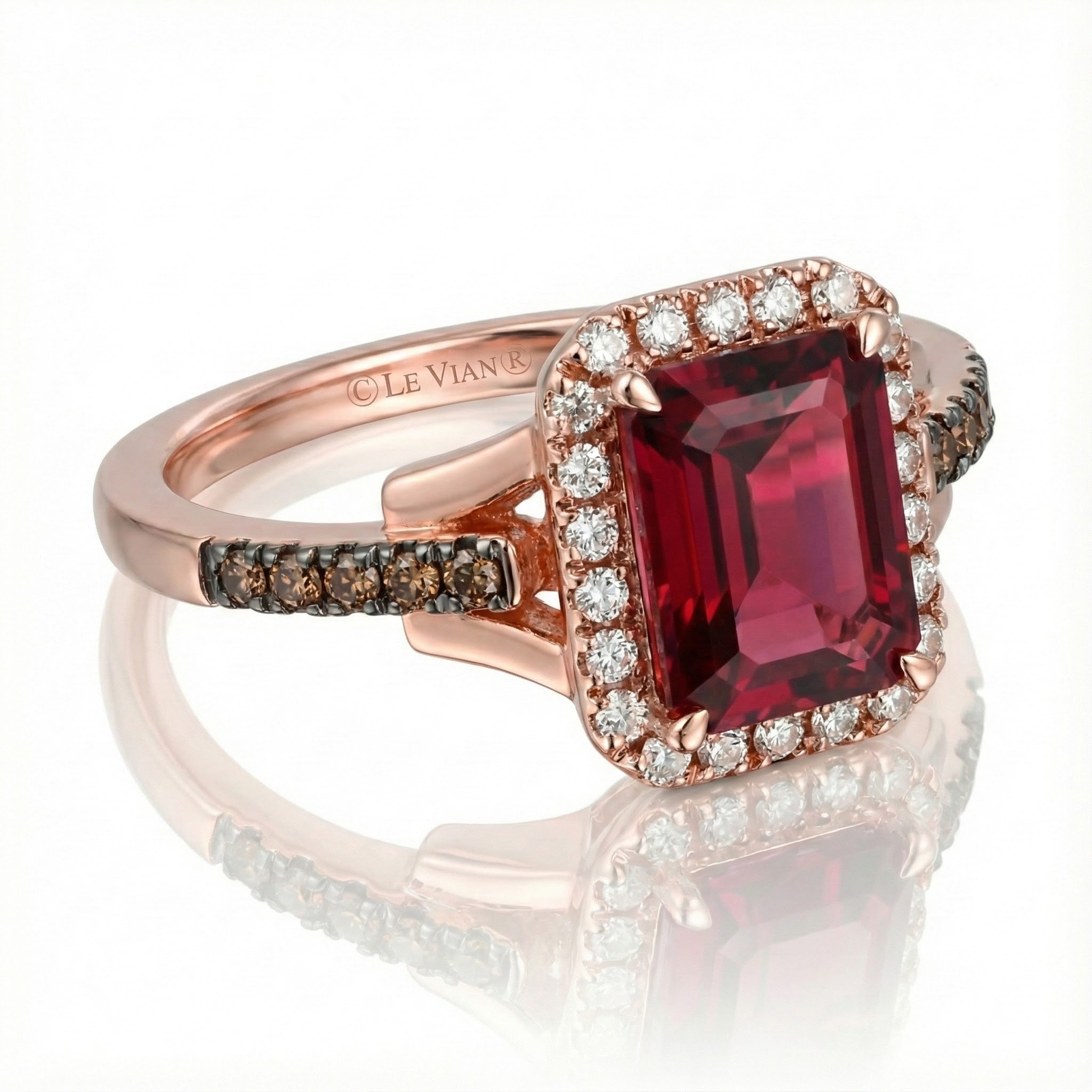 Le Vian® 14K Strawberry Gold® Ring with Raspberry Rhodolite®, Chocolate Diamonds® & Nude Diamonds™ Rich color and radiant sparkle define this stunning Le Vian® ring