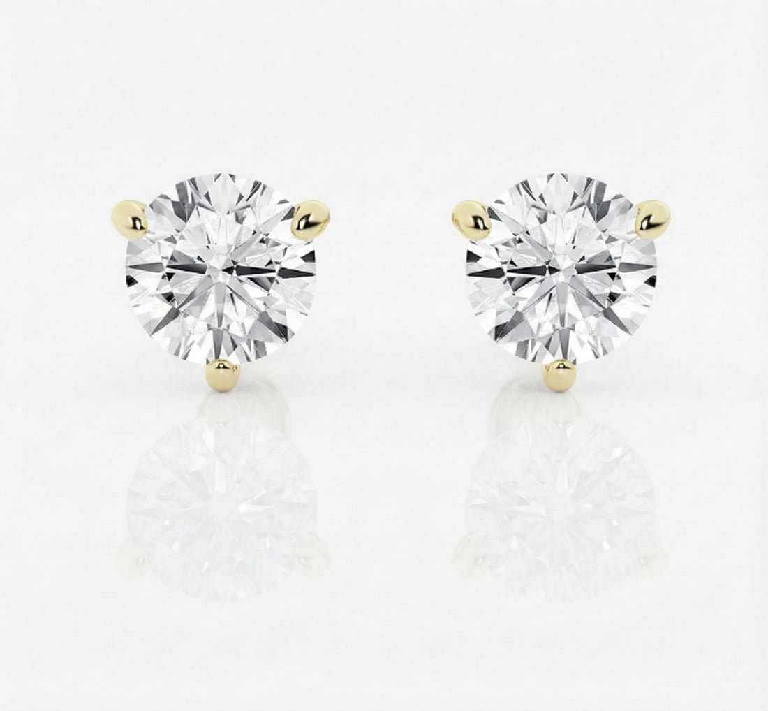 14K Yellow Gold 2.00ctw Lab-Grown Diamond Stud Earrings (3-Prong) A timeless essential with bold brilliance SDBL200 - Brownee Jewelers