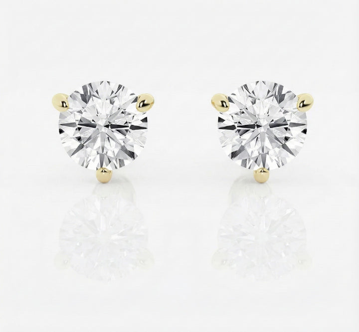 14K Yellow Gold 2.00ctw Lab-Grown Diamond Stud Earrings (3-Prong) A timeless essential with bold brilliance SDBL200 - Brownee Jewelers