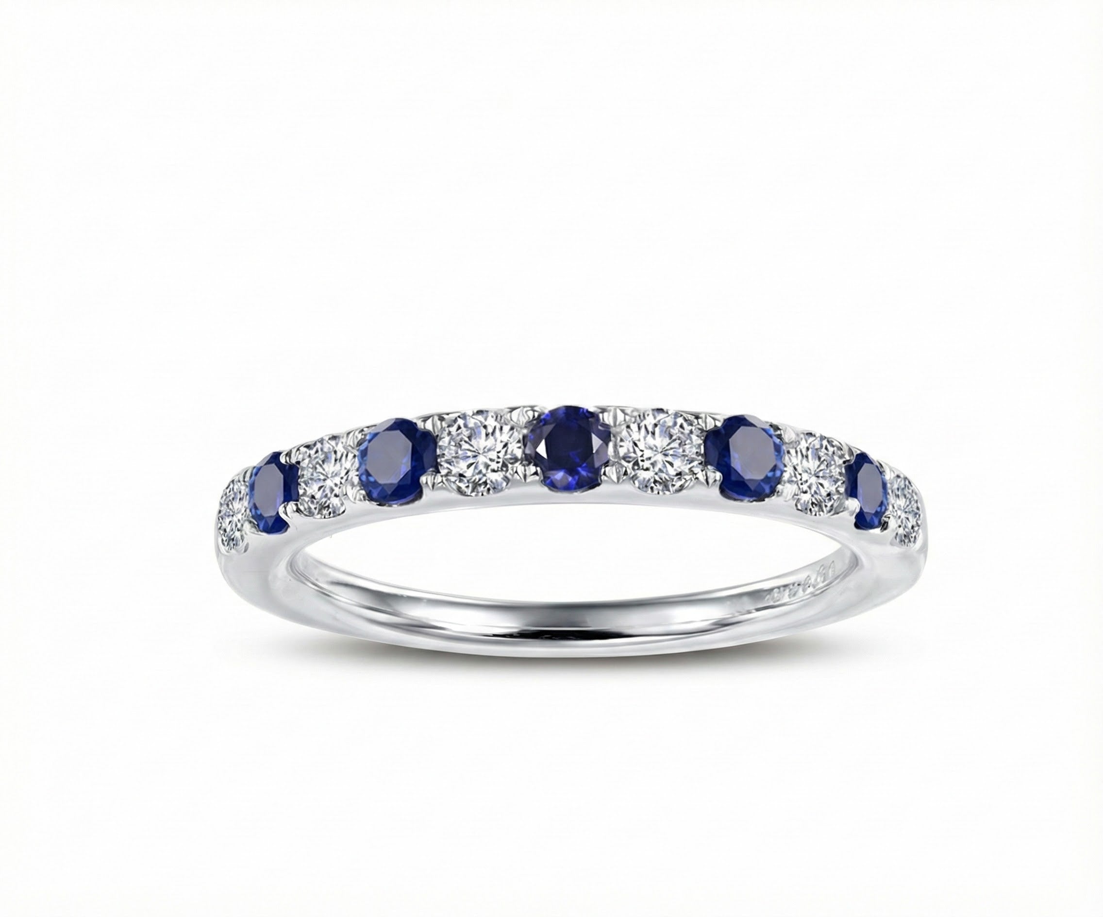Alternating Lab Sapphire & CZ Band Ring | Sterling Silver - Brownee Jewelers