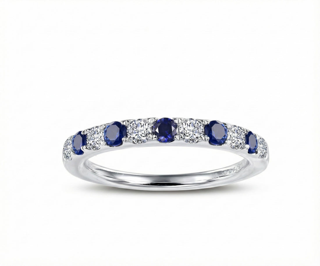Alternating Lab Sapphire & CZ Band Ring | Sterling Silver - Brownee Jewelers