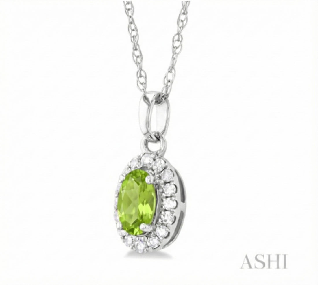 Peridot Diamond Halo Pendant
