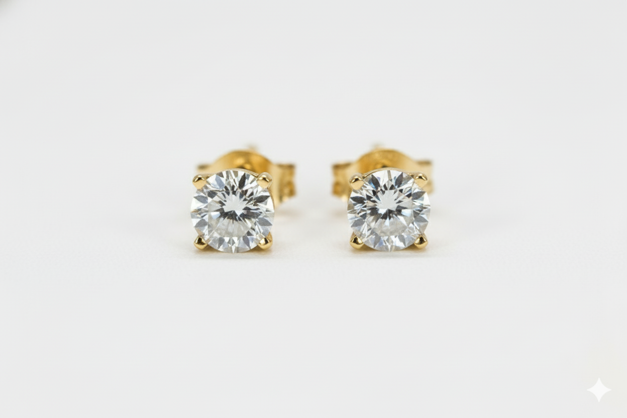 14K Yellow Gold 2.00ct Lab-Grown Diamond Stud Earrings (4-Prong)