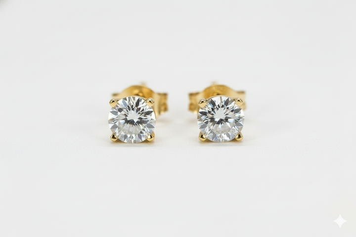 14K Yellow Gold 2.00ct Lab-Grown Diamond Stud Earrings (4-Prong)