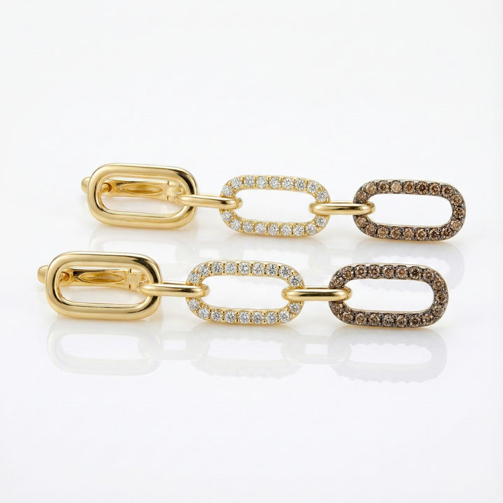 14K Yellow Gold Le Vian® Chocolate & Vanilla Diamond Link Earrings (.70ctw) Elevate your look with these modern Le Vian® link-style drop earrings crafted in rich 14K yellow gold. 