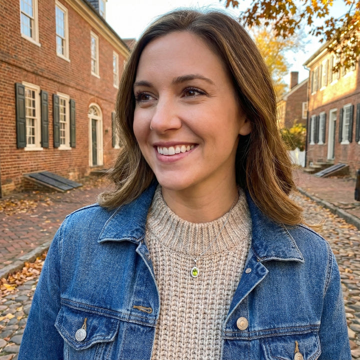 Peridot Diamond Halo Pendant