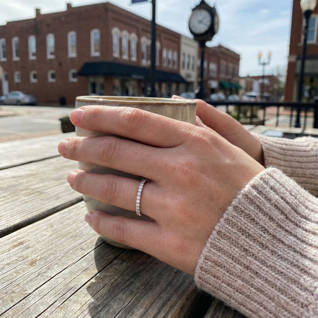 Diamond Eternity Band Engagement Ring | 14K White Gold | 0.20 ctw | Slim Stackable Diamond Band - Brownee Jewelers