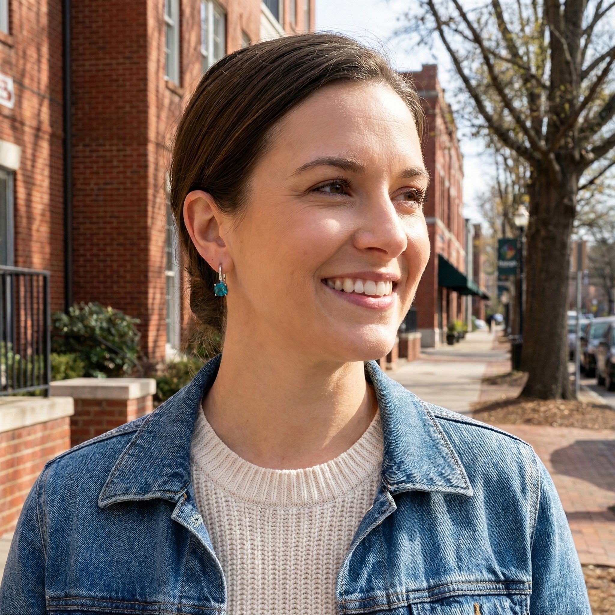 Madison L | Created Paraiba Sapphire Diamond Leverback Earrings | Cushion Cut | 14K White Gold - Brownee Jewelers