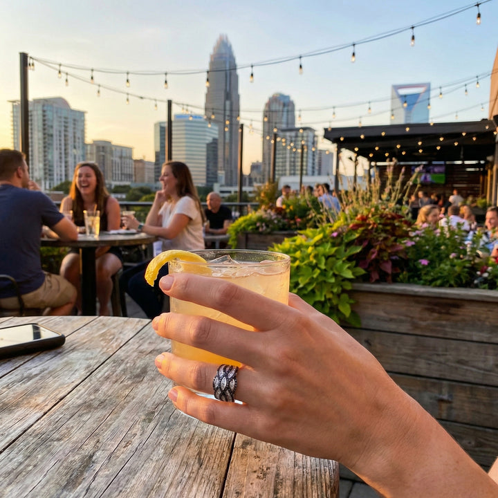 Black & White Diamond Ribbon Ring