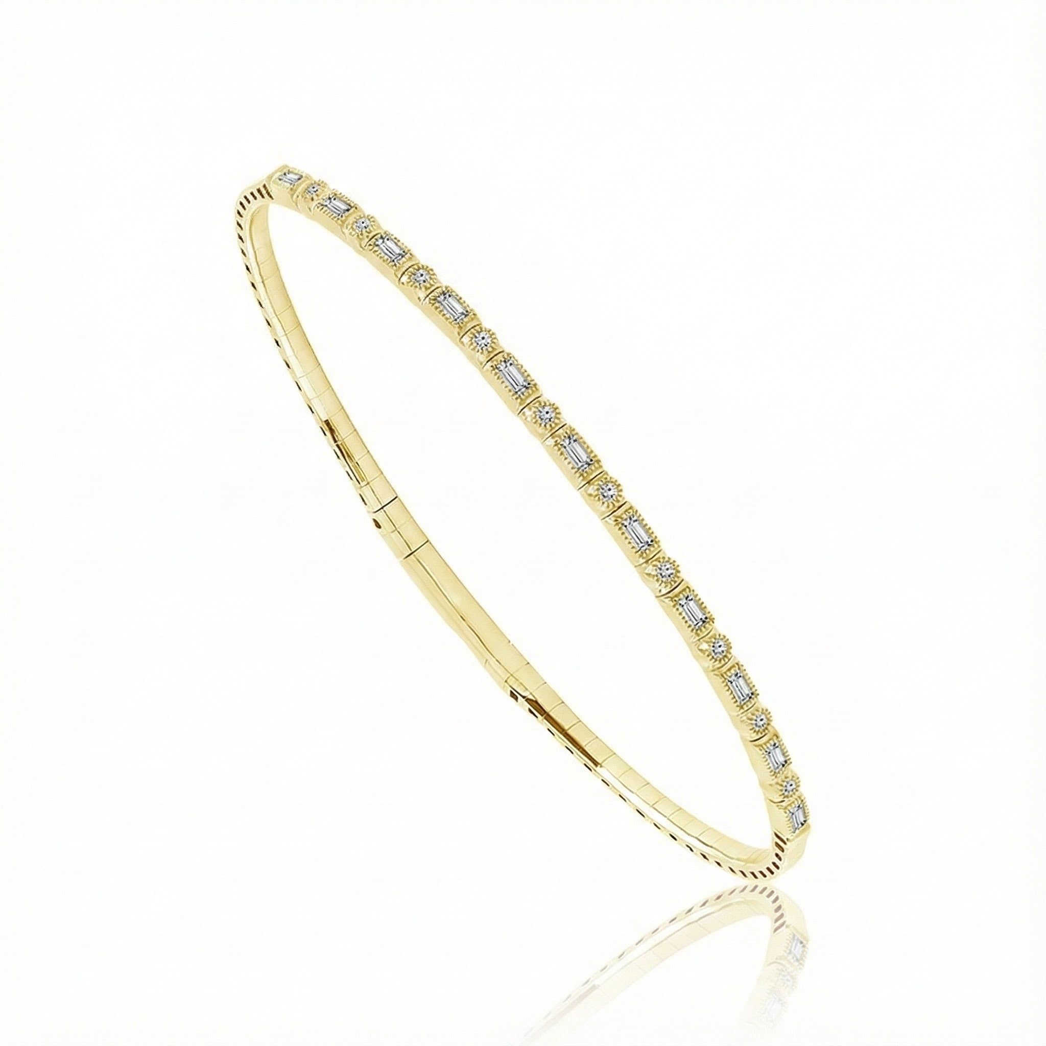 14K Yellow Gold Flex Diamond Bangle – .38ct Total Weight