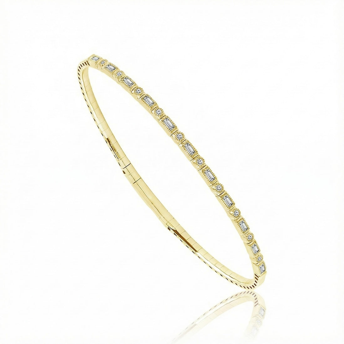 14K Yellow Gold Flex Diamond Bangle – .38ct Total Weight