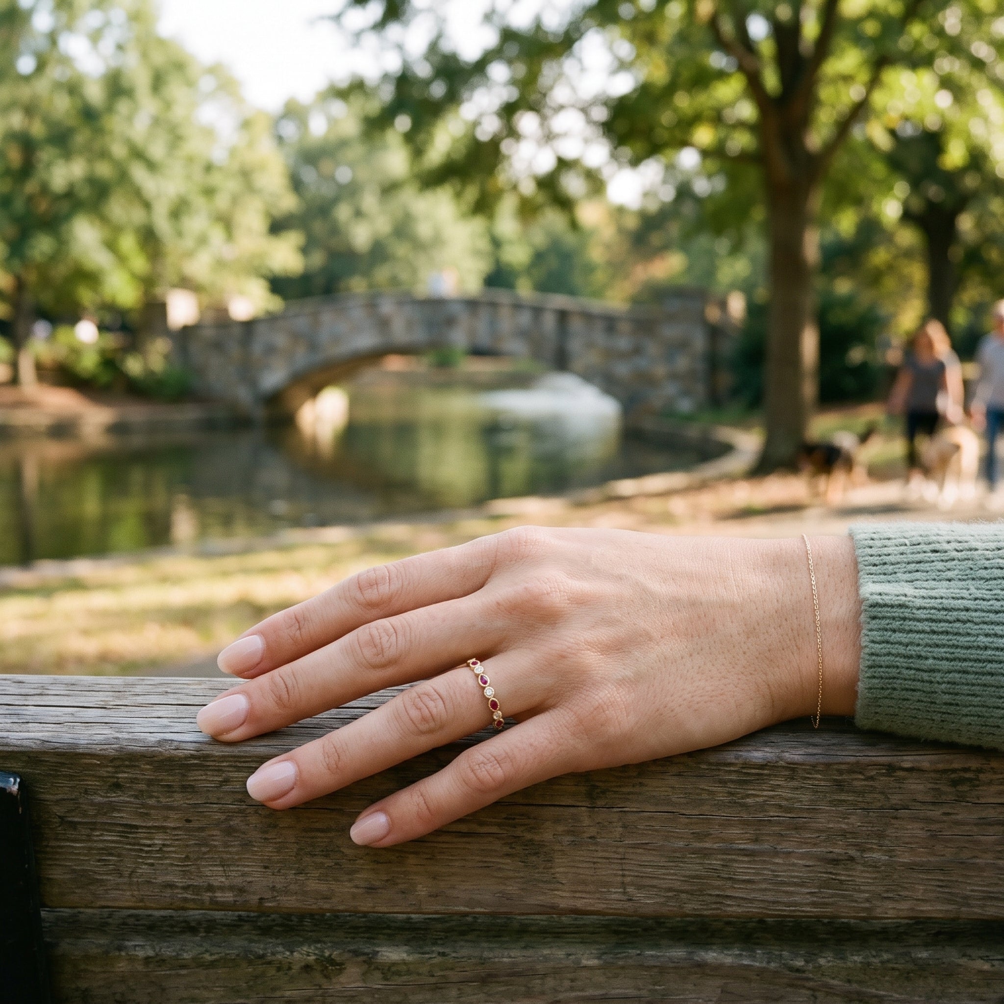 Created Ruby & Lab-Grown Diamond Alternating Band Ring