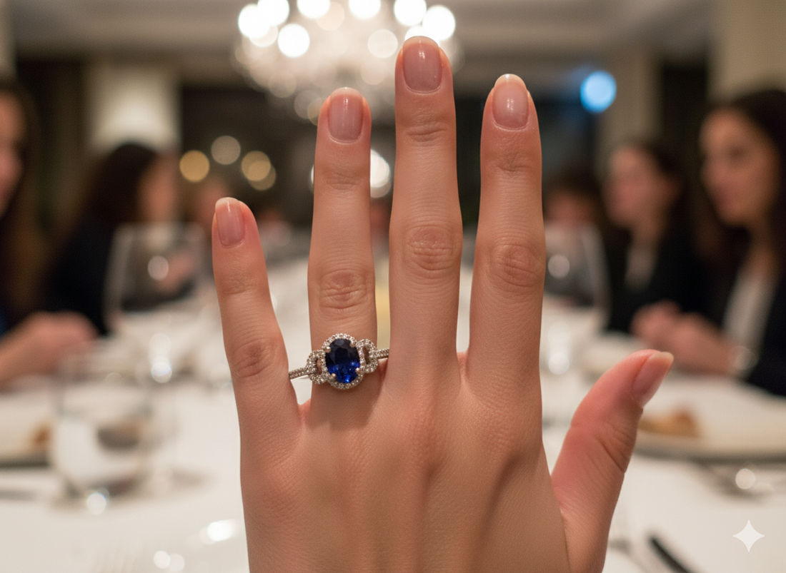 14K White Gold 1.09ct Oval Sapphire & .35ct Diamond Ring