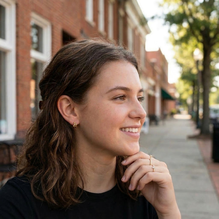 Double Tube Hoop Earrings | 14K Yellow Gold | 10 mm | Rounded Hoop Design - Brownee Jewelers