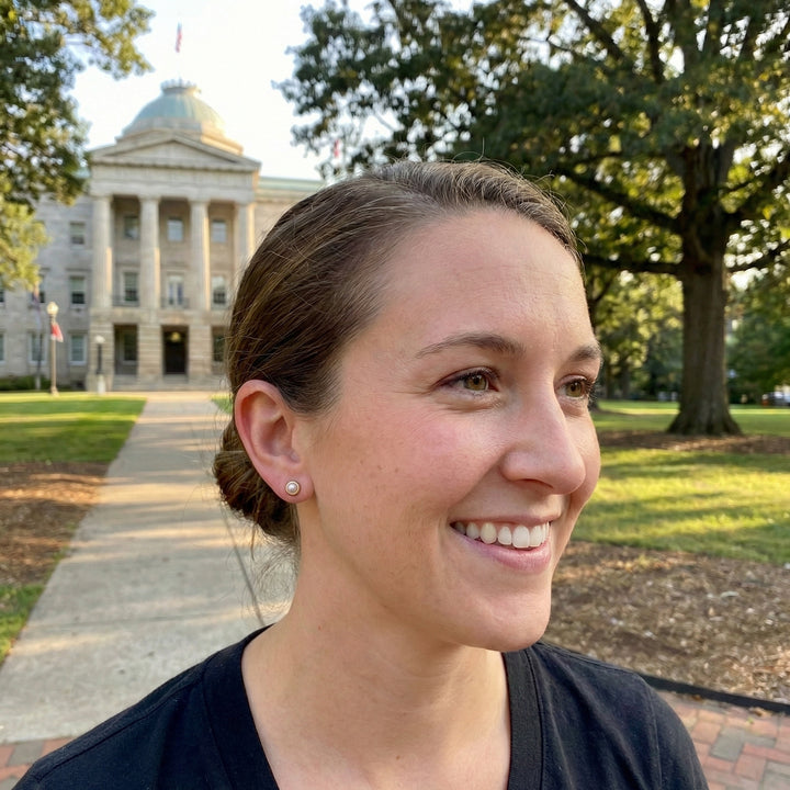 Cultured Pearl Stud Earrings | 14K Yellow Gold | Classic Bezel Pearl Studs - Brownee Jewelers