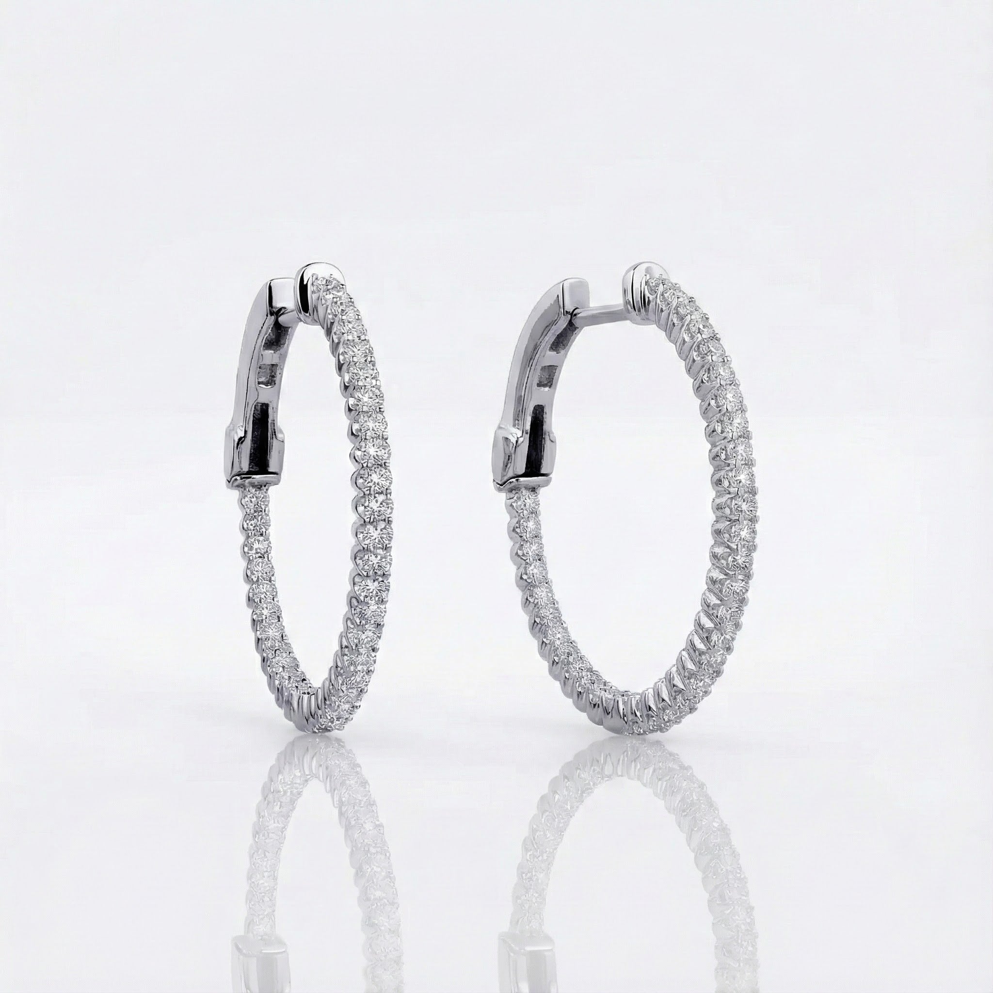 Inside-Out CZ Hoop Earrings | Sterling Silver | Hinged Hoops - Brownee Jewelers