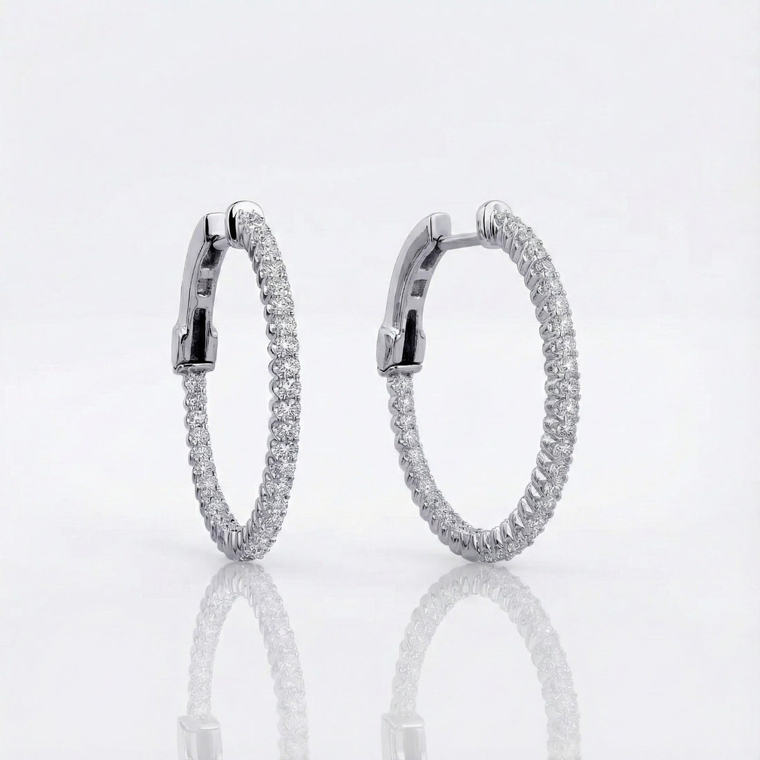 Inside-Out CZ Hoop Earrings | Sterling Silver | Hinged Hoops - Brownee Jewelers