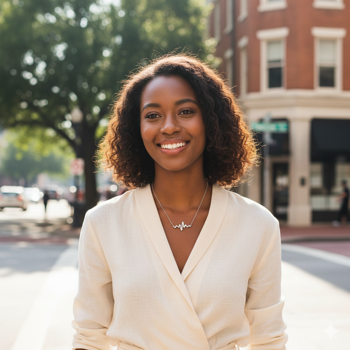 CZ Heartbeat Necklace | Sterling Silver | 18" Chain | Cubic Zirconia - Brownee Jewelers