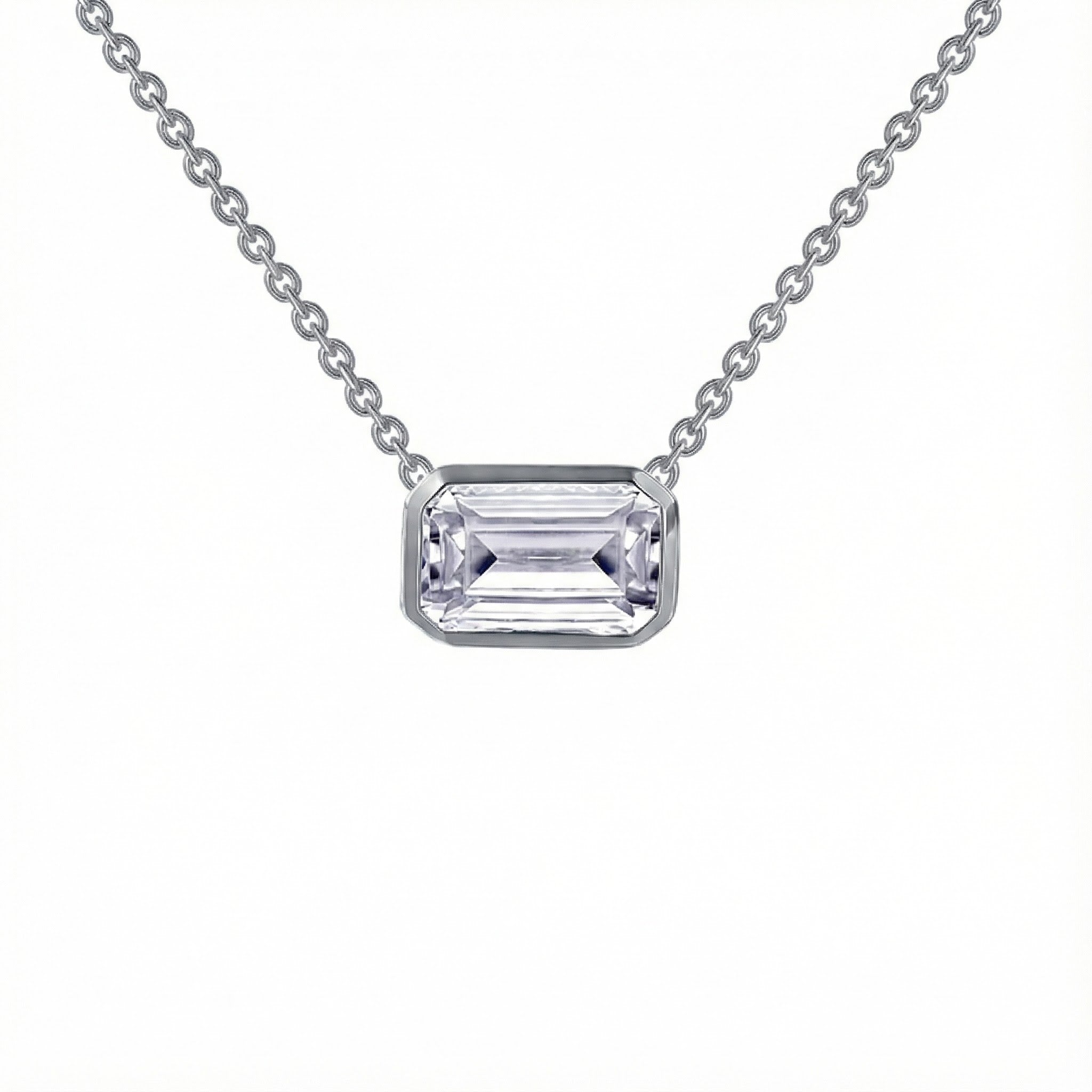 Emerald-Cut CZ Choker Pendant | Sterling Silver - Brownee Jewelers