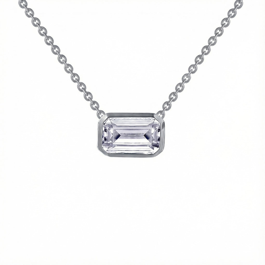 Emerald-Cut CZ Choker Pendant | Sterling Silver - Brownee Jewelers