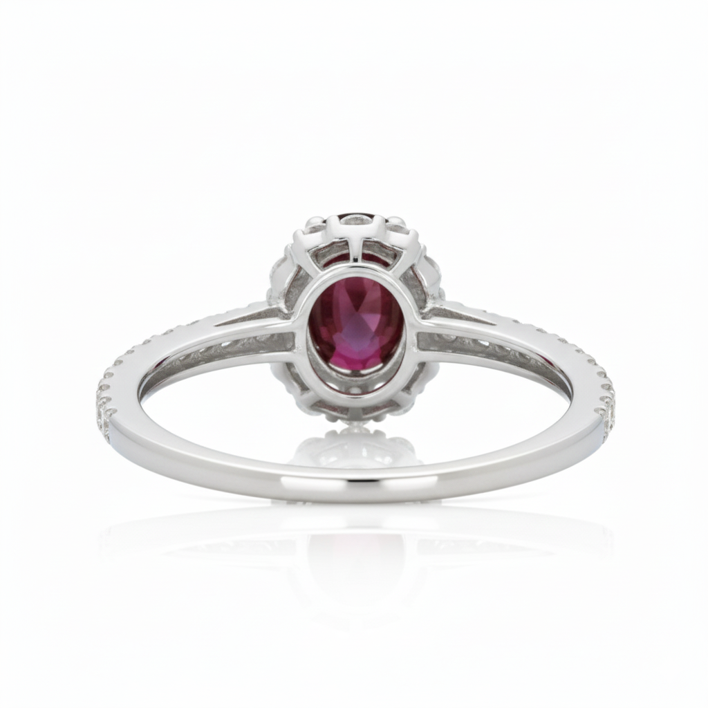 14K White Gold .30ct Ruby & .24ct Diamond Ring