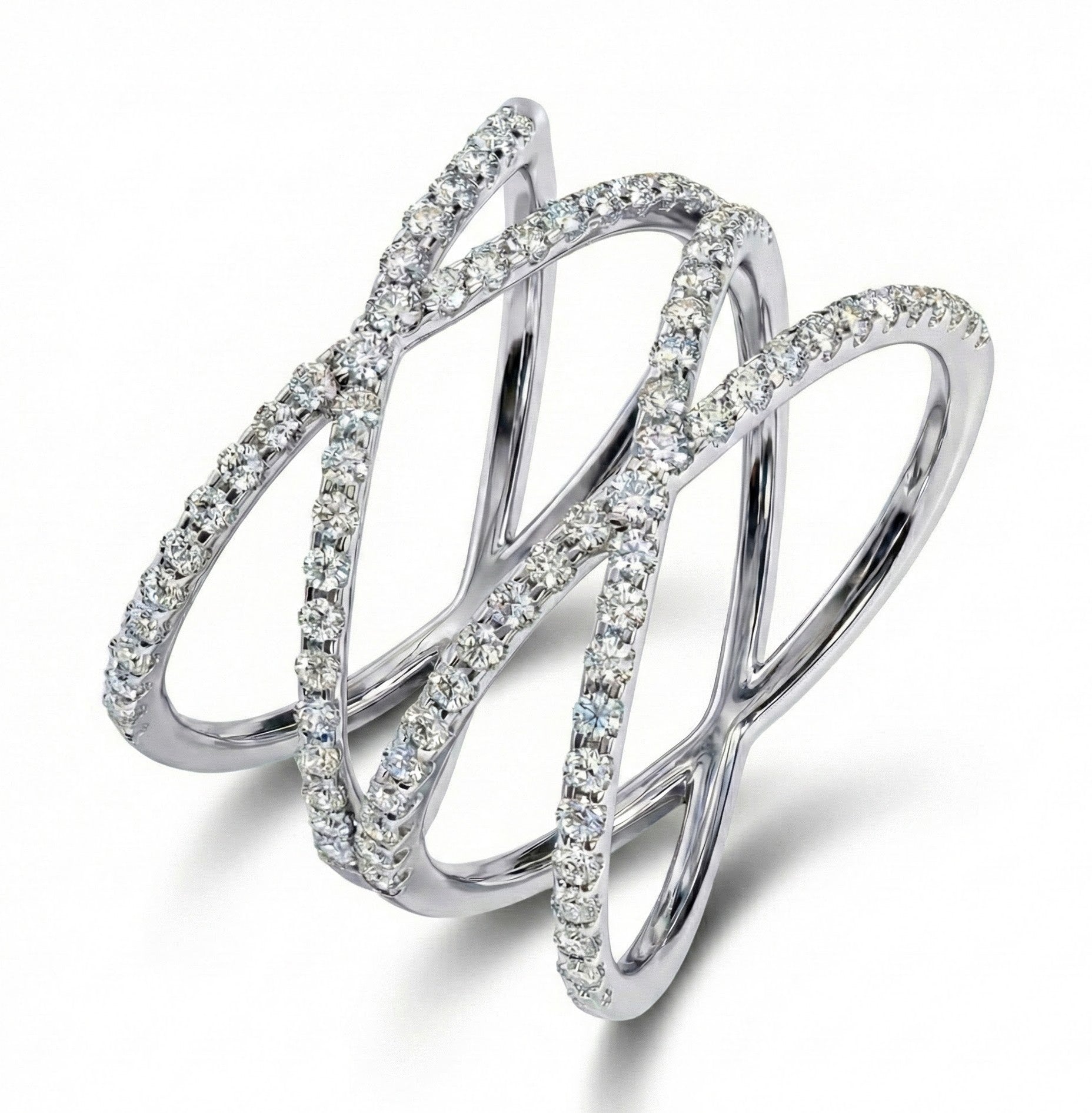 Crisscross Pavé CZ Ring | Sterling Silver | 0.92 ctw - Brownee Jewelers