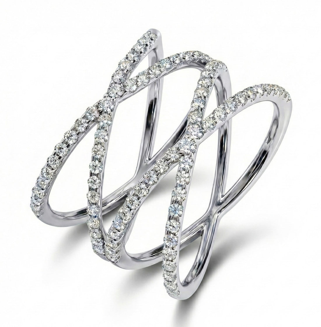Crisscross Pavé CZ Ring | Sterling Silver | 0.92 ctw - Brownee Jewelers