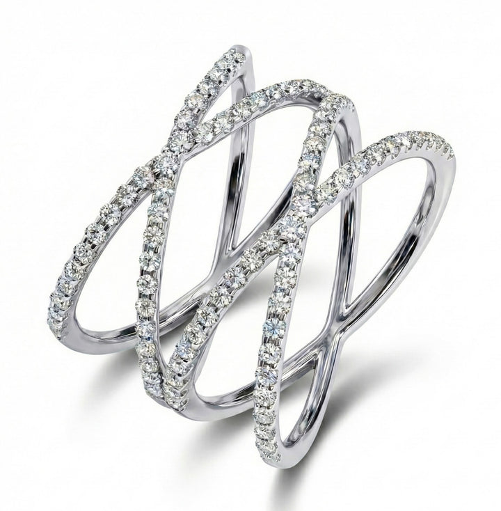 Crisscross Pavé CZ Ring | Sterling Silver | 0.92 ctw - Brownee Jewelers