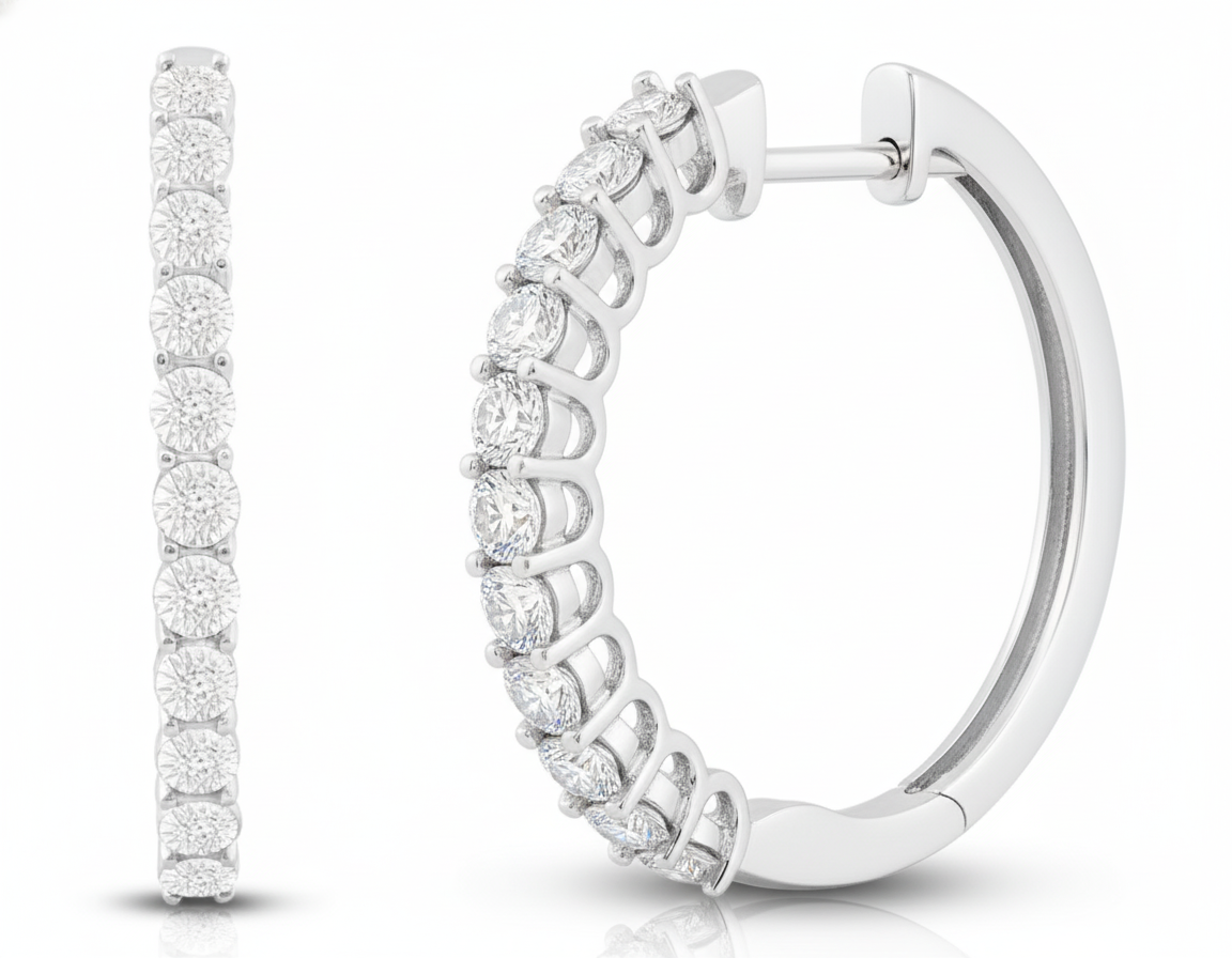 Sterling Silver .10ct Diamond Hoop Earrings