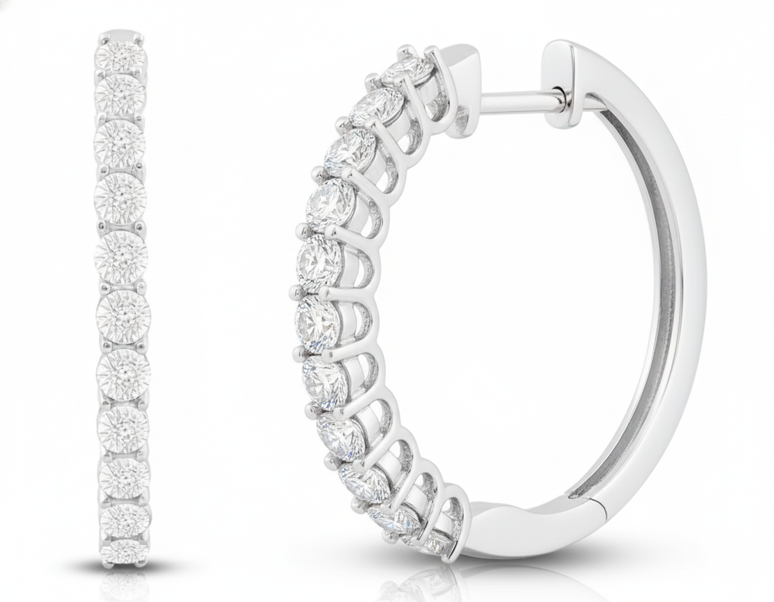 Sterling Silver .10ct Diamond Hoop Earrings